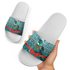 New Zealand Tui Bird Christmas Slide Sandals Maori Inspired Knitted Patterns