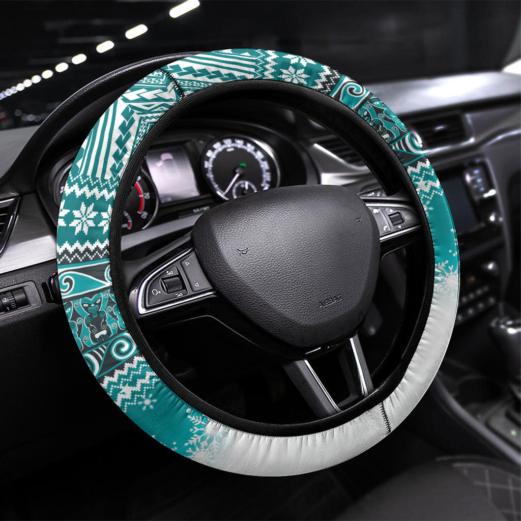 New Zealand Tui Bird Christmas Steering Wheel Cover Maori Inspired Knitted Patterns