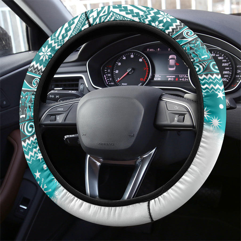New Zealand Tui Bird Christmas Steering Wheel Cover Maori Inspired Knitted Patterns