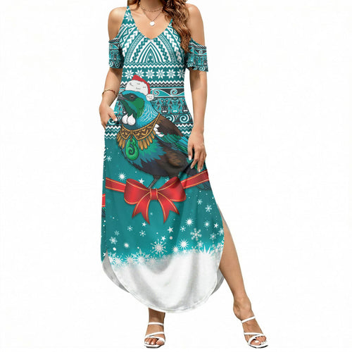 New Zealand Tui Bird Christmas Summer Maxi Dress Maori Inspired Knitted Patterns