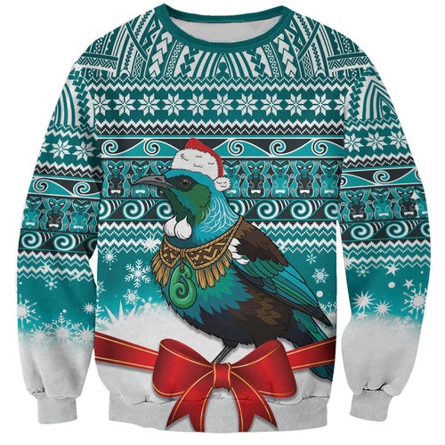 New Zealand Tui Bird Christmas Sweatshirt Maori Inspired Knitted Patterns