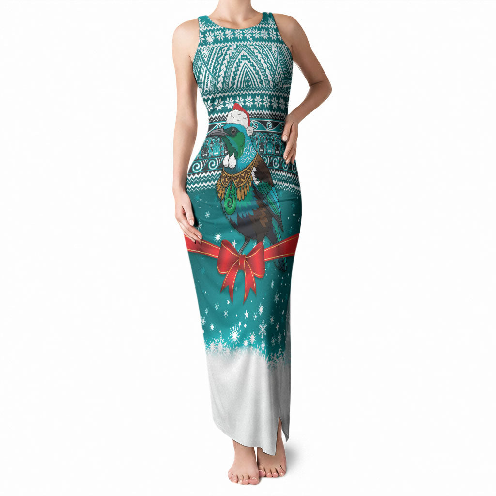 New Zealand Tui Bird Christmas Tank Maxi Dress Maori Inspired Knitted Patterns