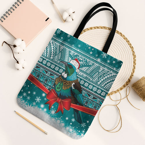 New Zealand Tui Bird Christmas Tote Bag Maori Inspired Knitted Patterns