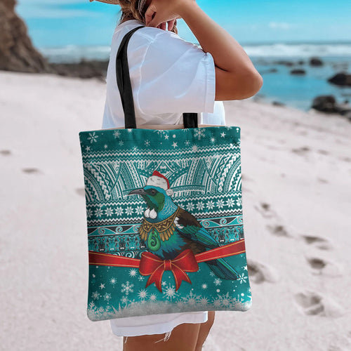 New Zealand Tui Bird Christmas Tote Bag Maori Inspired Knitted Patterns