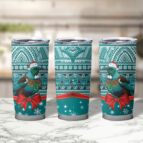 New Zealand Tui Bird Christmas Tumbler Cup Maori Inspired Knitted Patterns
