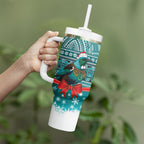 New Zealand Tui Bird Christmas Tumbler With Handle Maori Inspired Knitted Patterns