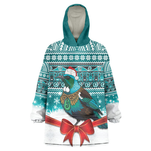 New Zealand Tui Bird Christmas Wearable Blanket Hoodie Maori Inspired Knitted Patterns