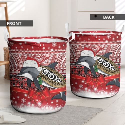 New Zealand Dolphin Terehu Christmas Laundry Basket Maori Inspired Knitted Patterns