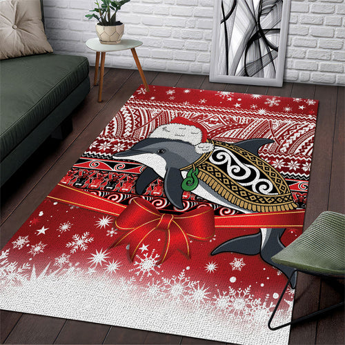 New Zealand Dolphin Terehu Christmas Area Rug Maori Inspired Knitted Patterns