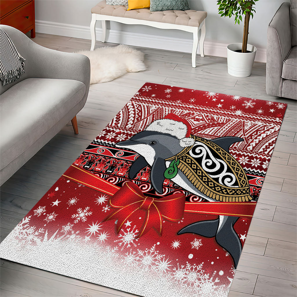 New Zealand Dolphin Terehu Christmas Area Rug Maori Inspired Knitted Patterns