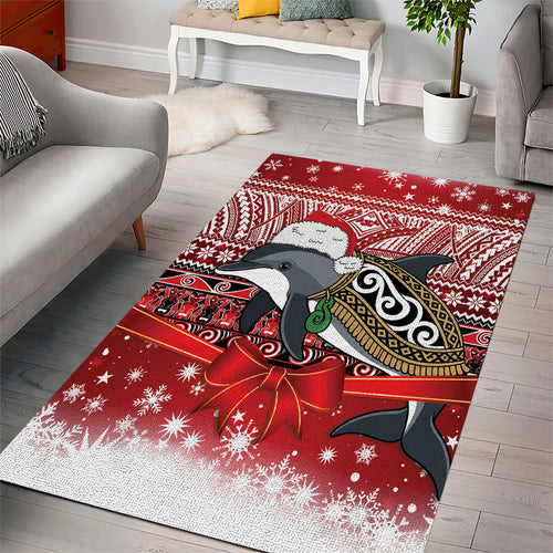 New Zealand Dolphin Terehu Christmas Area Rug Maori Inspired Knitted Patterns