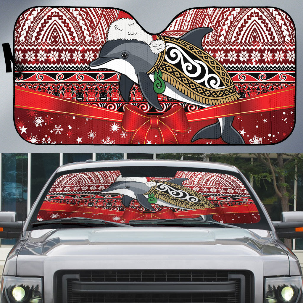 New Zealand Dolphin Terehu Christmas Auto Sun Shade Maori Inspired Knitted Patterns