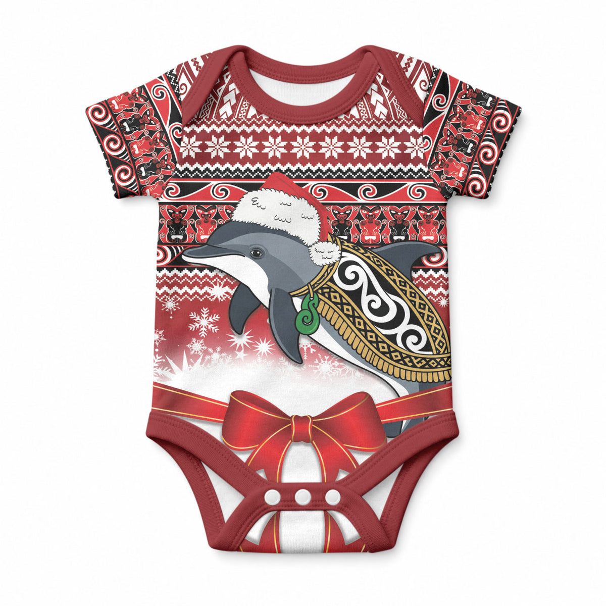 New Zealand Dolphin Terehu Christmas Baby Onesie Maori Inspired Knitted Patterns