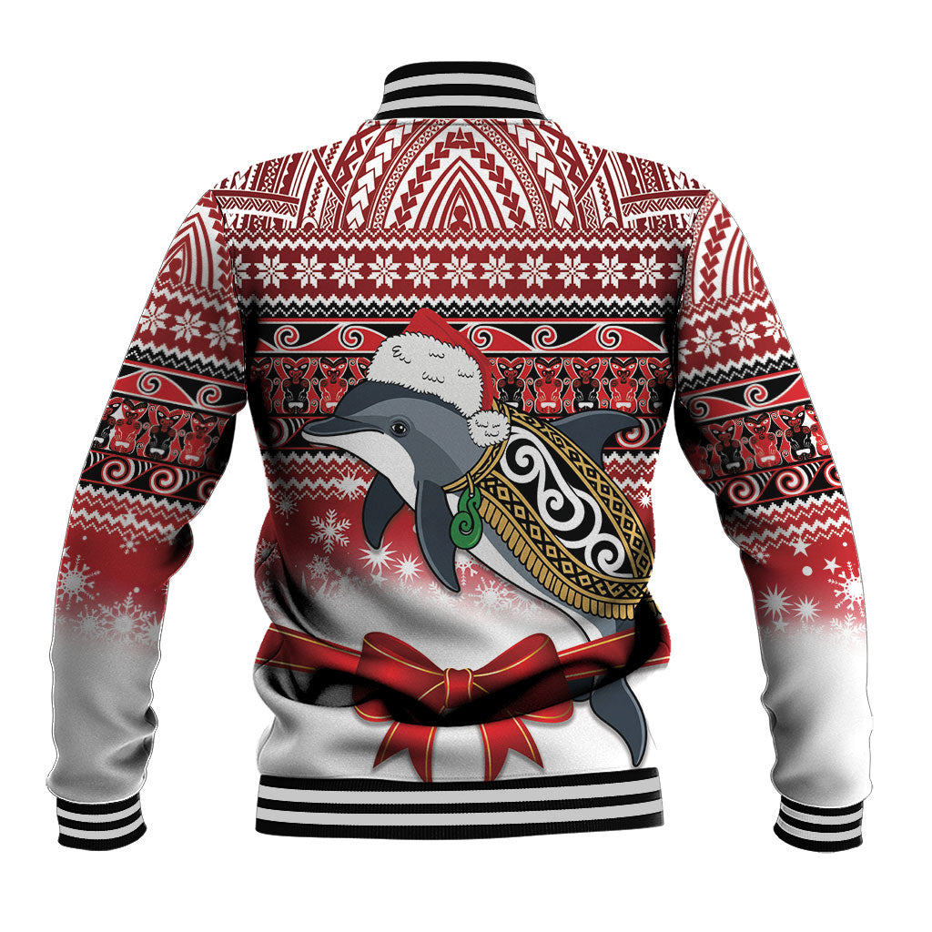 New Zealand Dolphin Terehu Christmas Baseball Jacket Maori Inspired Knitted Patterns