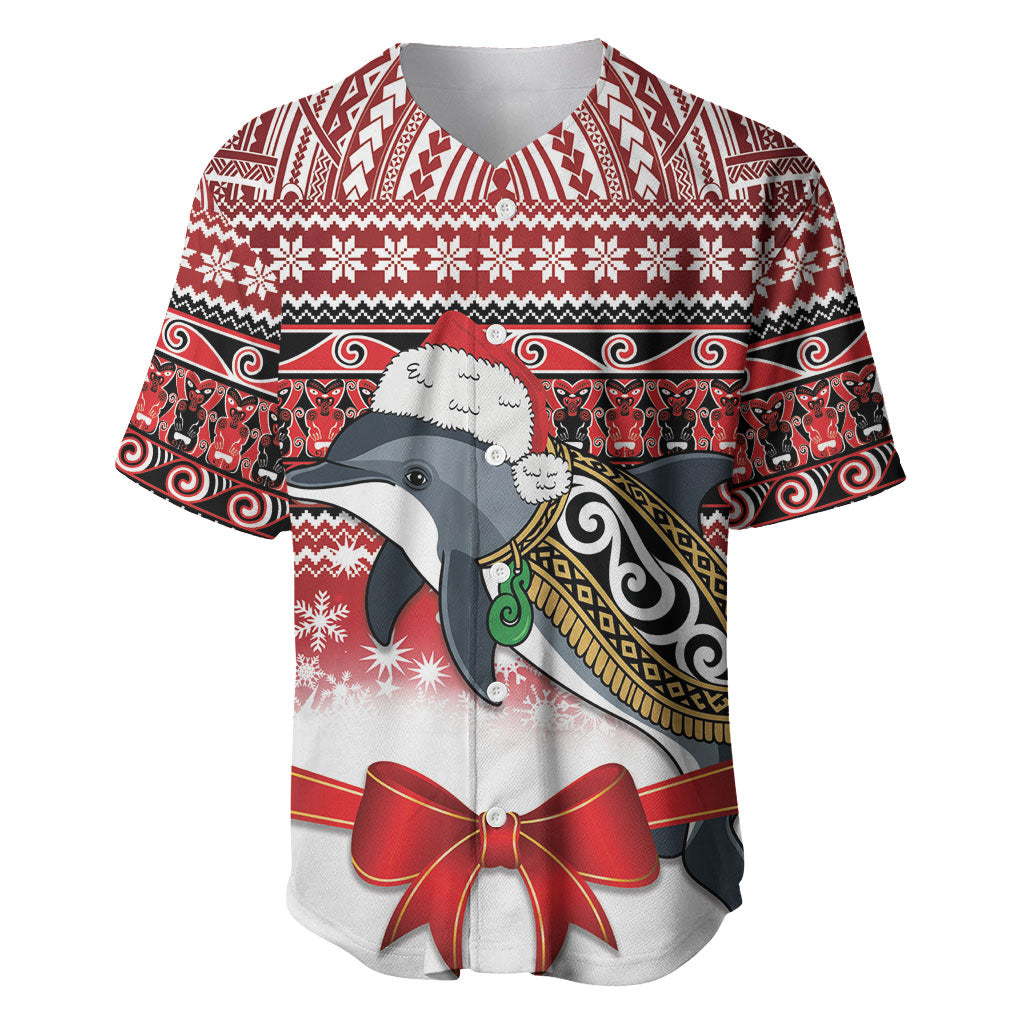 New Zealand Dolphin Terehu Christmas Baseball Jersey Maori Inspired Knitted Patterns