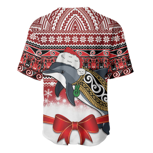New Zealand Dolphin Terehu Christmas Baseball Jersey Maori Inspired Knitted Patterns