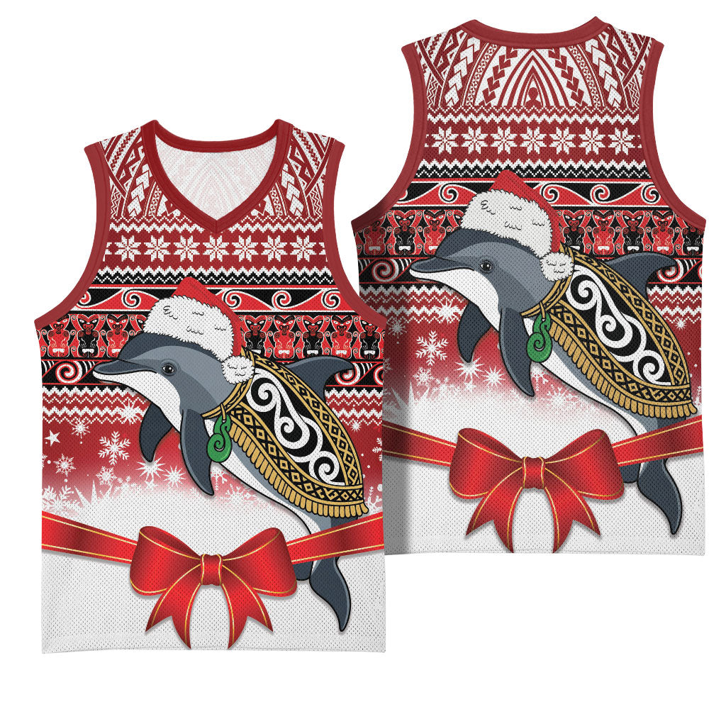 New Zealand Dolphin Terehu Christmas Basketball Jersey Maori Inspired Knitted Patterns