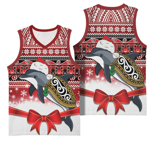 New Zealand Dolphin Terehu Christmas Basketball Jersey Maori Inspired Knitted Patterns