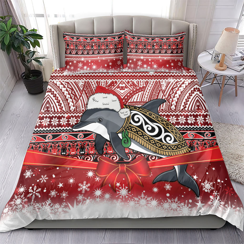 New Zealand Dolphin Terehu Christmas Bedding Set Maori Inspired Knitted Patterns