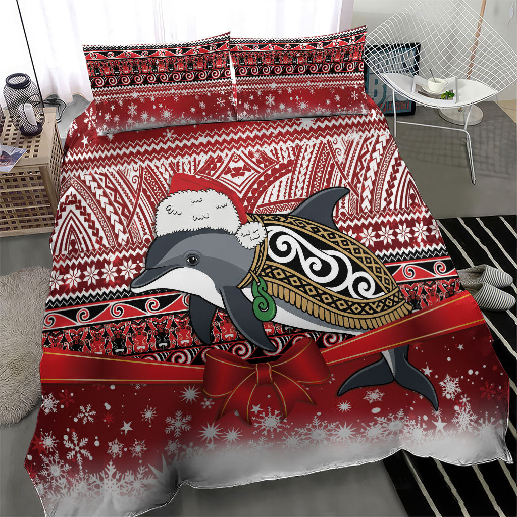 New Zealand Dolphin Terehu Christmas Bedding Set Maori Inspired Knitted Patterns
