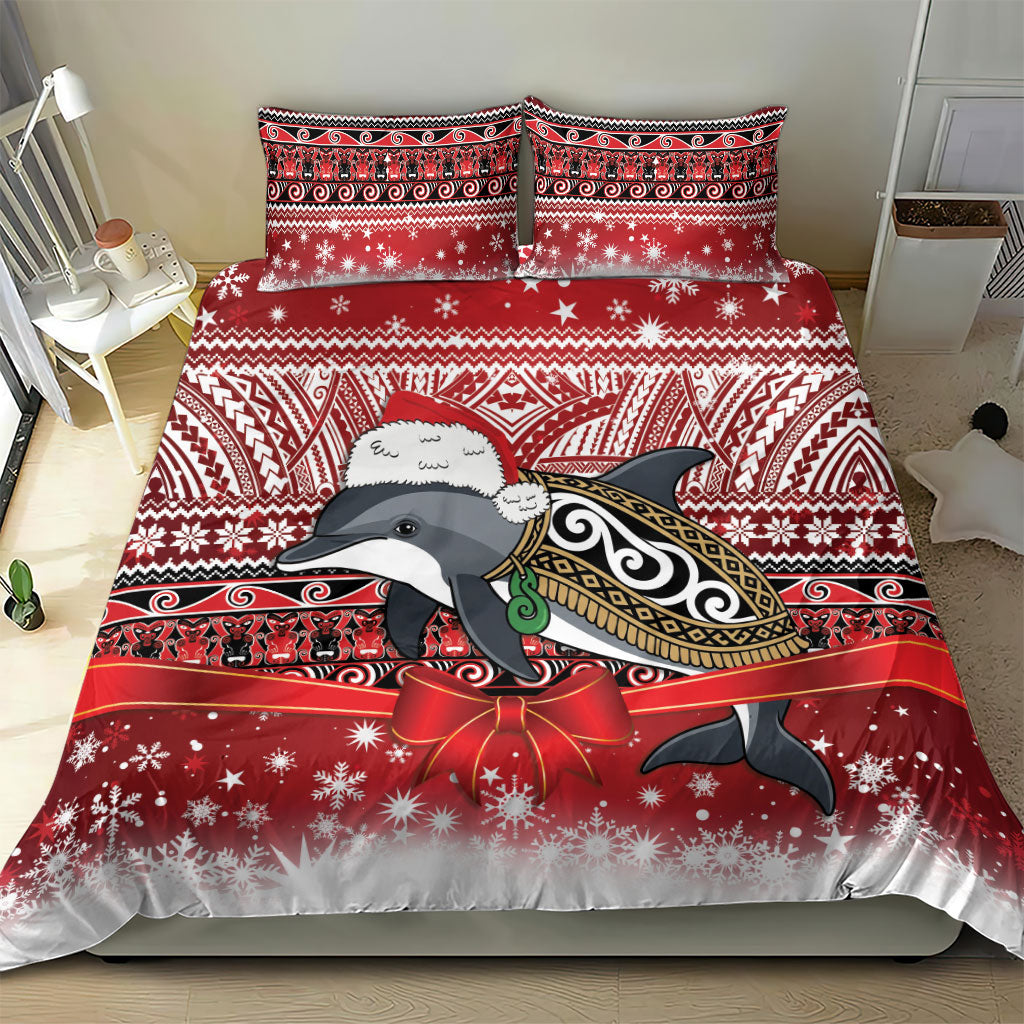 New Zealand Dolphin Terehu Christmas Bedding Set Maori Inspired Knitted Patterns