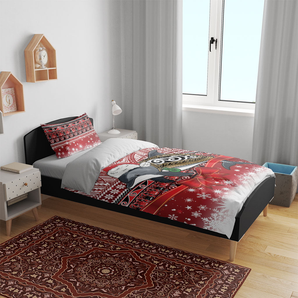 New Zealand Dolphin Terehu Christmas Bedding Set Maori Inspired Knitted Patterns