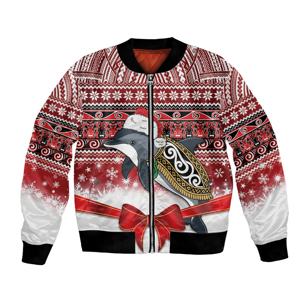 New Zealand Dolphin Terehu Christmas Bomber Jacket Maori Inspired Knitted Patterns