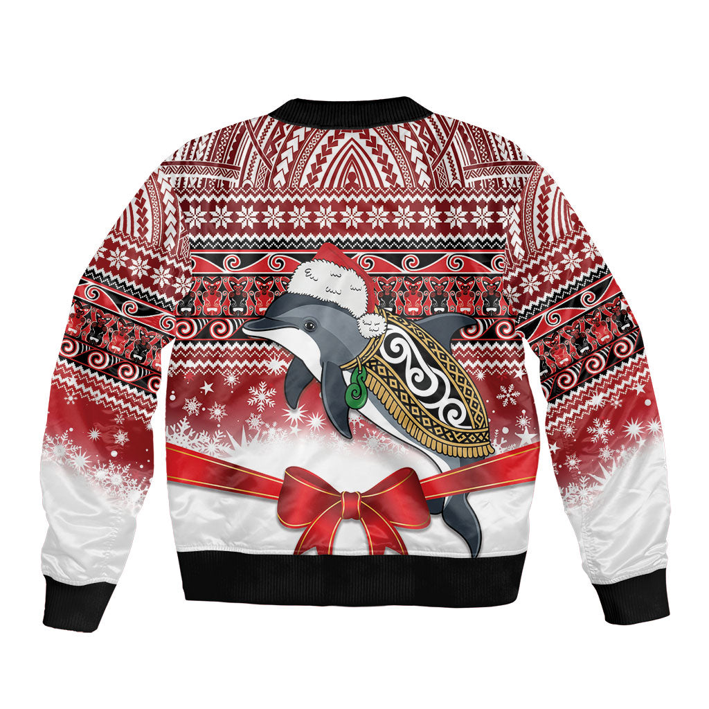 New Zealand Dolphin Terehu Christmas Bomber Jacket Maori Inspired Knitted Patterns