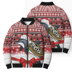 New Zealand Dolphin Terehu Christmas Bomber Puffer Jacket Maori Inspired Knitted Patterns