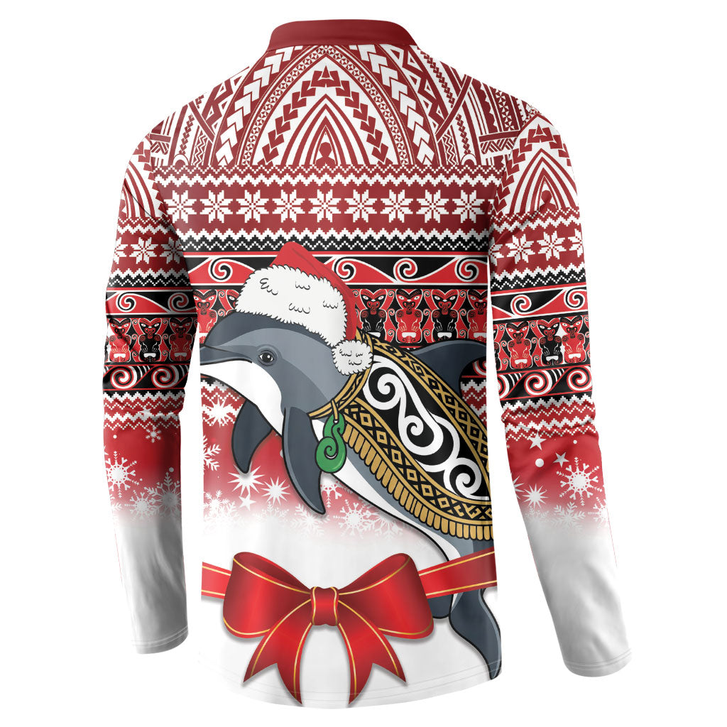 New Zealand Dolphin Terehu Christmas Button Sweatshirt Maori Inspired Knitted Patterns