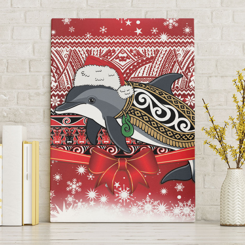 New Zealand Dolphin Terehu Christmas Canvas Wall Art Maori Inspired Knitted Patterns