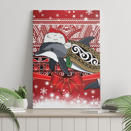New Zealand Dolphin Terehu Christmas Canvas Wall Art Maori Inspired Knitted Patterns