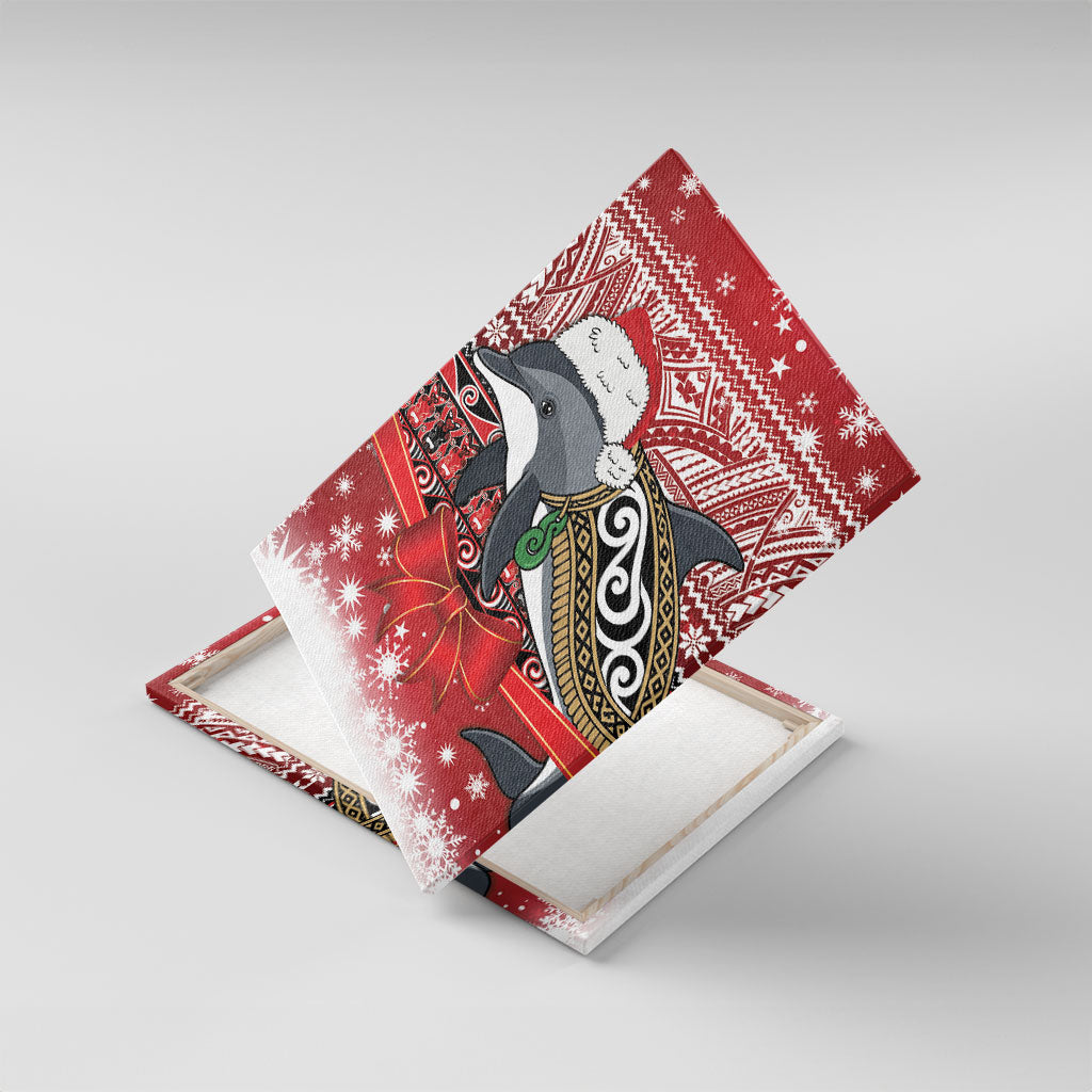 New Zealand Dolphin Terehu Christmas Canvas Wall Art Maori Inspired Knitted Patterns