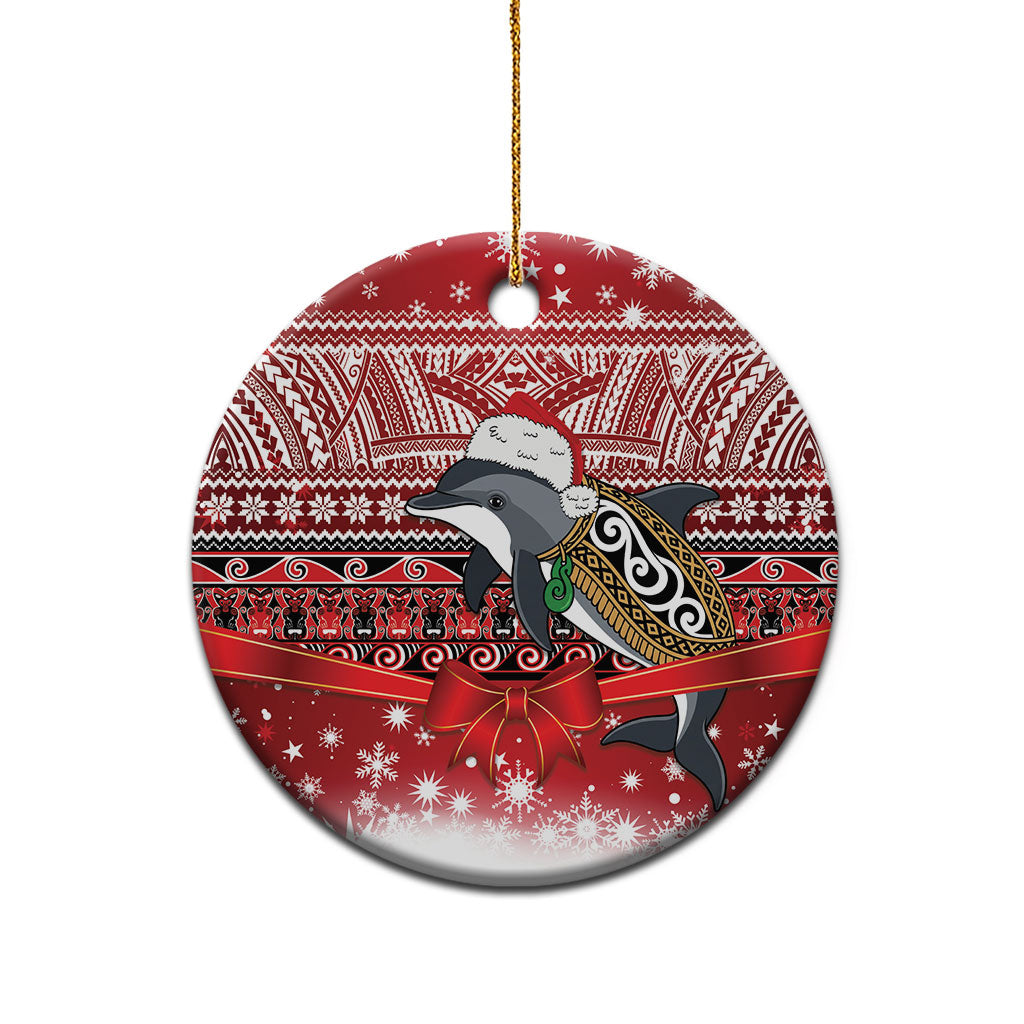 New Zealand Dolphin Terehu Christmas Ceramic Ornament Maori Inspired Knitted Patterns