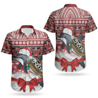 New Zealand Dolphin Terehu Christmas Couples Matching Summer Maxi Dress and Hawaiian Shirt Maori Inspired Knitted Patterns
