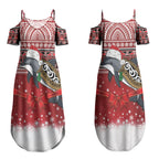 New Zealand Dolphin Terehu Christmas Couples Matching Summer Maxi Dress and Hawaiian Shirt Maori Inspired Knitted Patterns