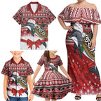 New Zealand Dolphin Terehu Christmas Family Matching Off Shoulder Maxi Dress and Hawaiian Shirt Maori Inspired Knitted Patterns