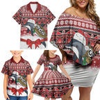 New Zealand Dolphin Terehu Christmas Family Matching Off Shoulder Short Dress and Hawaiian Shirt Maori Inspired Knitted Patterns