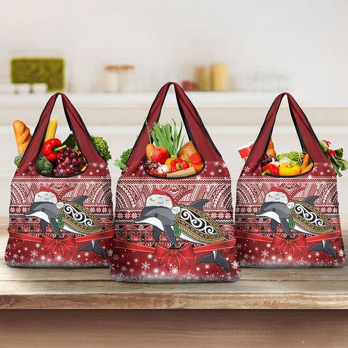 New Zealand Dolphin Terehu Christmas Grocery Bag Maori Inspired Knitted Patterns