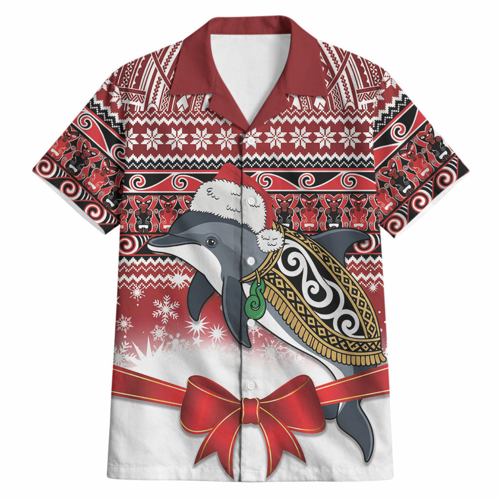 New Zealand Dolphin Terehu Christmas Hawaiian Shirt Maori Inspired Knitted Patterns