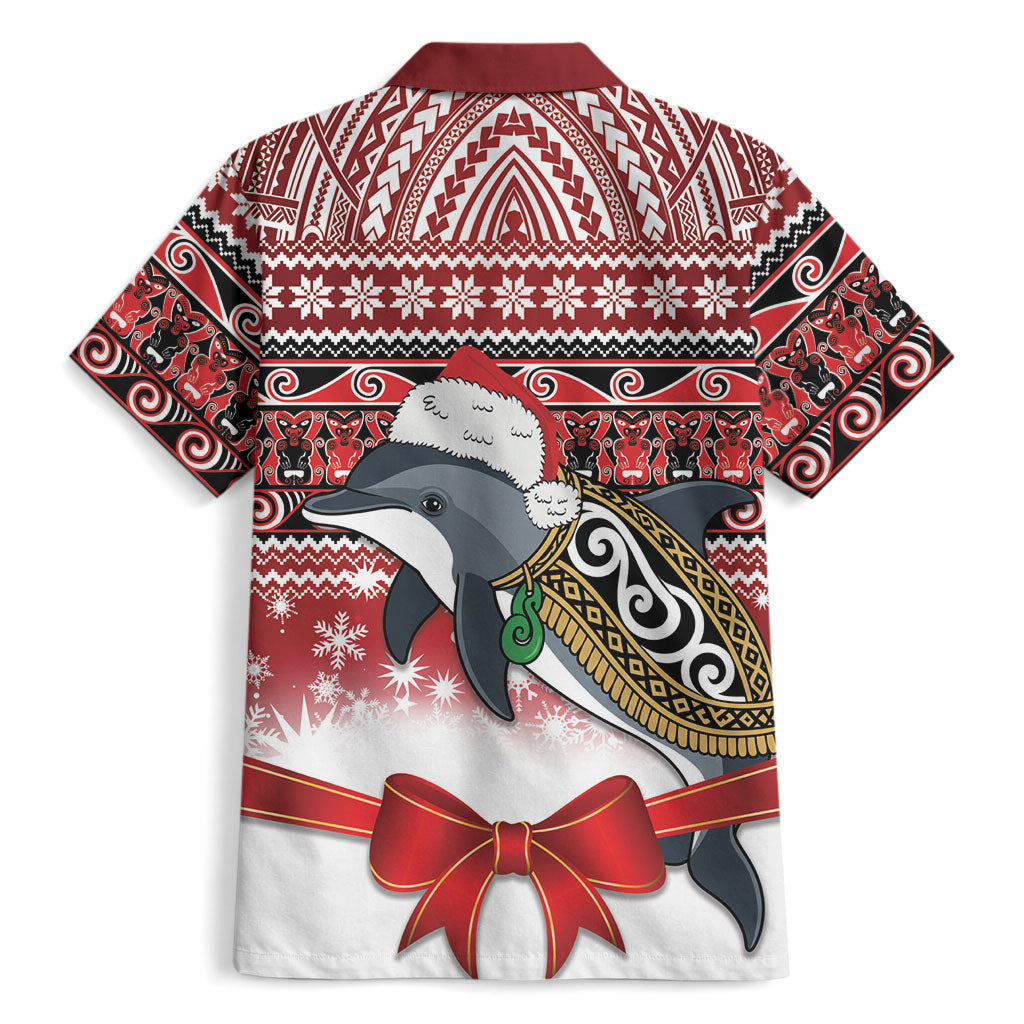 New Zealand Dolphin Terehu Christmas Hawaiian Shirt Maori Inspired Knitted Patterns