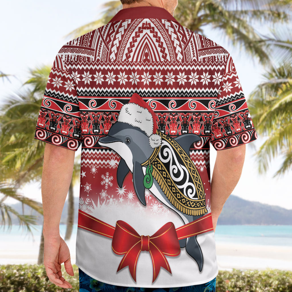 New Zealand Dolphin Terehu Christmas Hawaiian Shirt Maori Inspired Knitted Patterns