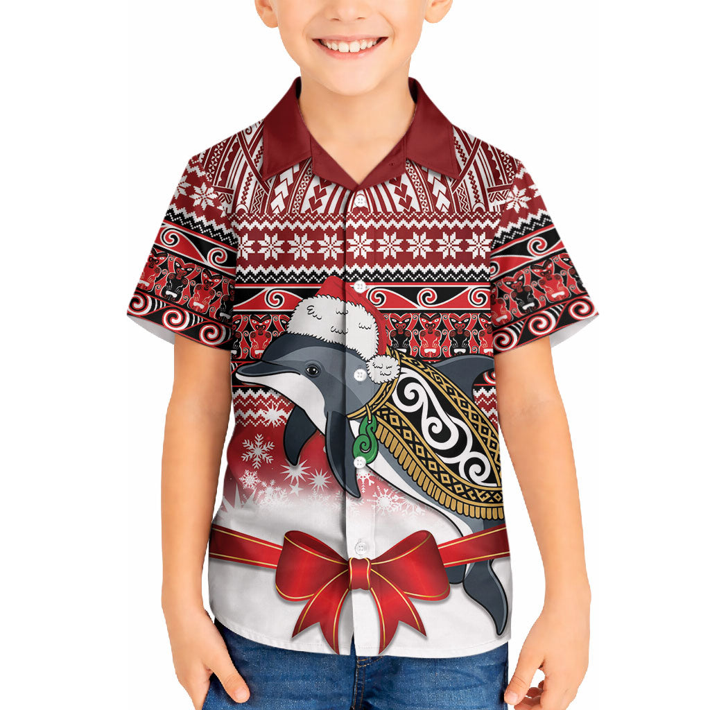 New Zealand Dolphin Terehu Christmas Hawaiian Shirt Maori Inspired Knitted Patterns