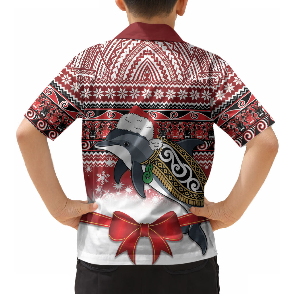New Zealand Dolphin Terehu Christmas Hawaiian Shirt Maori Inspired Knitted Patterns