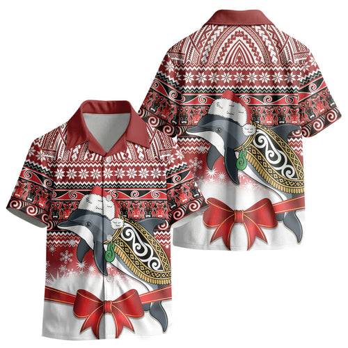 New Zealand Dolphin Terehu Christmas Kid Hawaiian Shirt Maori Inspired Knitted Patterns