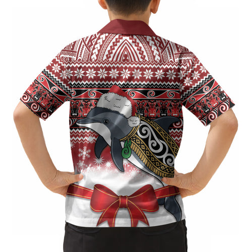 New Zealand Dolphin Terehu Christmas Kid Hawaiian Shirt Maori Inspired Knitted Patterns