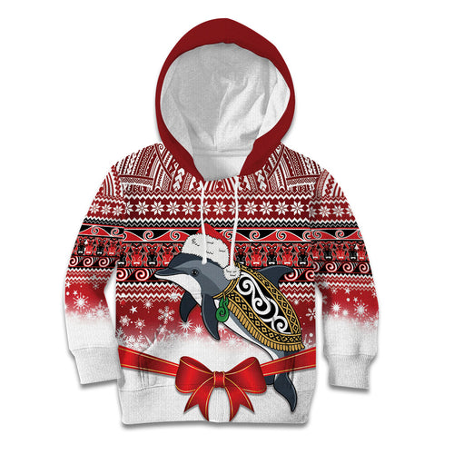 New Zealand Dolphin Terehu Christmas Kid Hoodie Maori Inspired Knitted Patterns