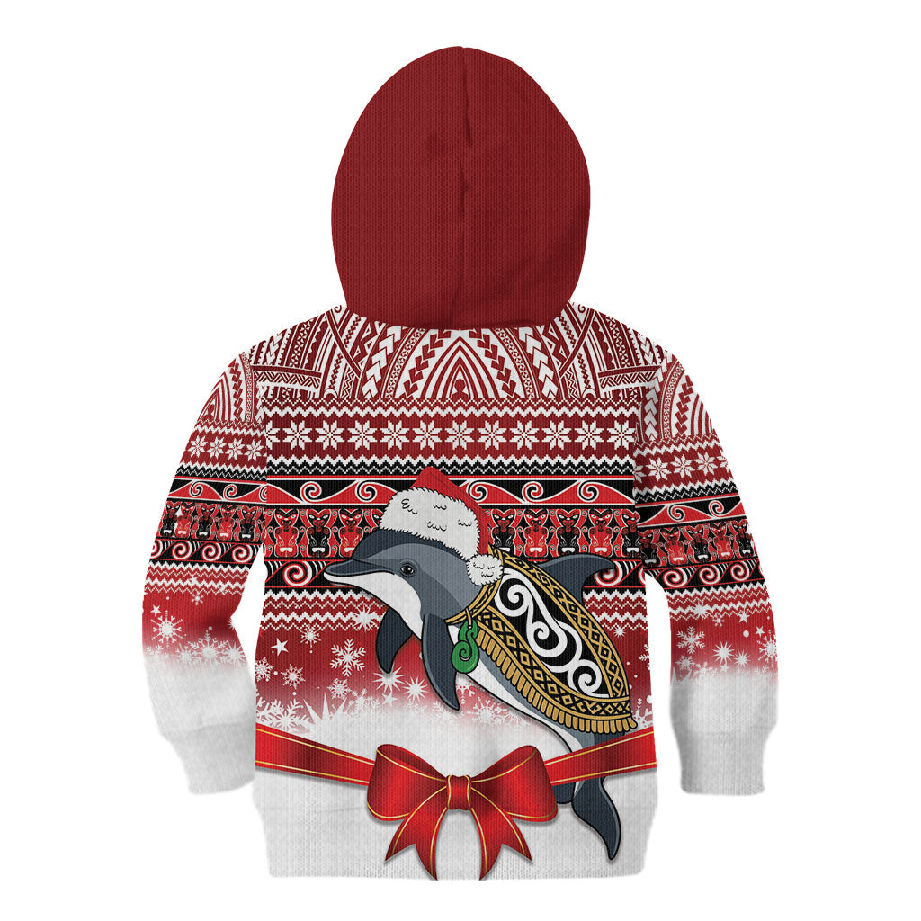 New Zealand Dolphin Terehu Christmas Kid Hoodie Maori Inspired Knitted Patterns