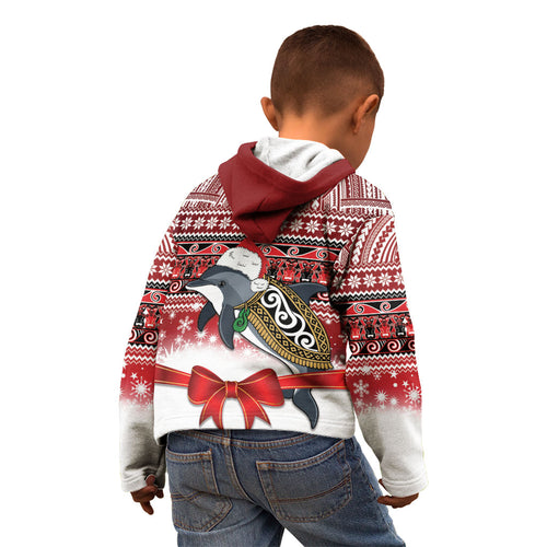New Zealand Dolphin Terehu Christmas Kid Hoodie Maori Inspired Knitted Patterns