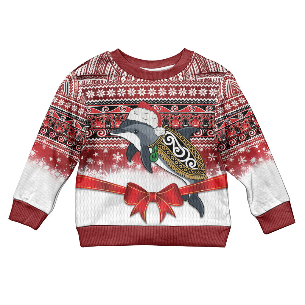 New Zealand Dolphin Terehu Christmas Kid Ugly Christmas Sweater Maori Inspired Knitted Patterns